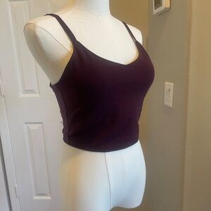 Athleta Elation V Neck Long Line Bra Burgundy color Sz S